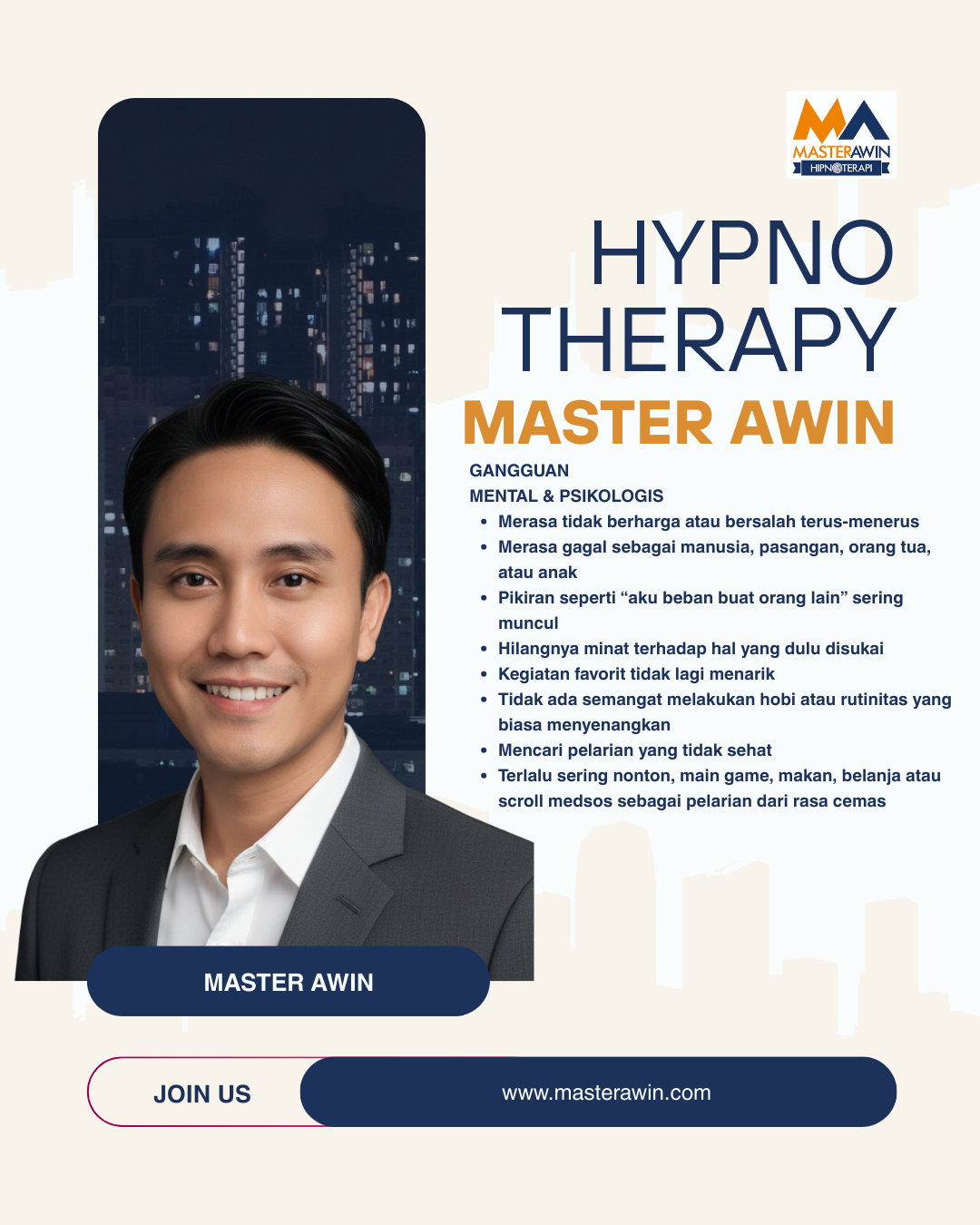 Flyer program motivator pendidikan terbaik Master Awin untuk tingkat SD SMP SMA